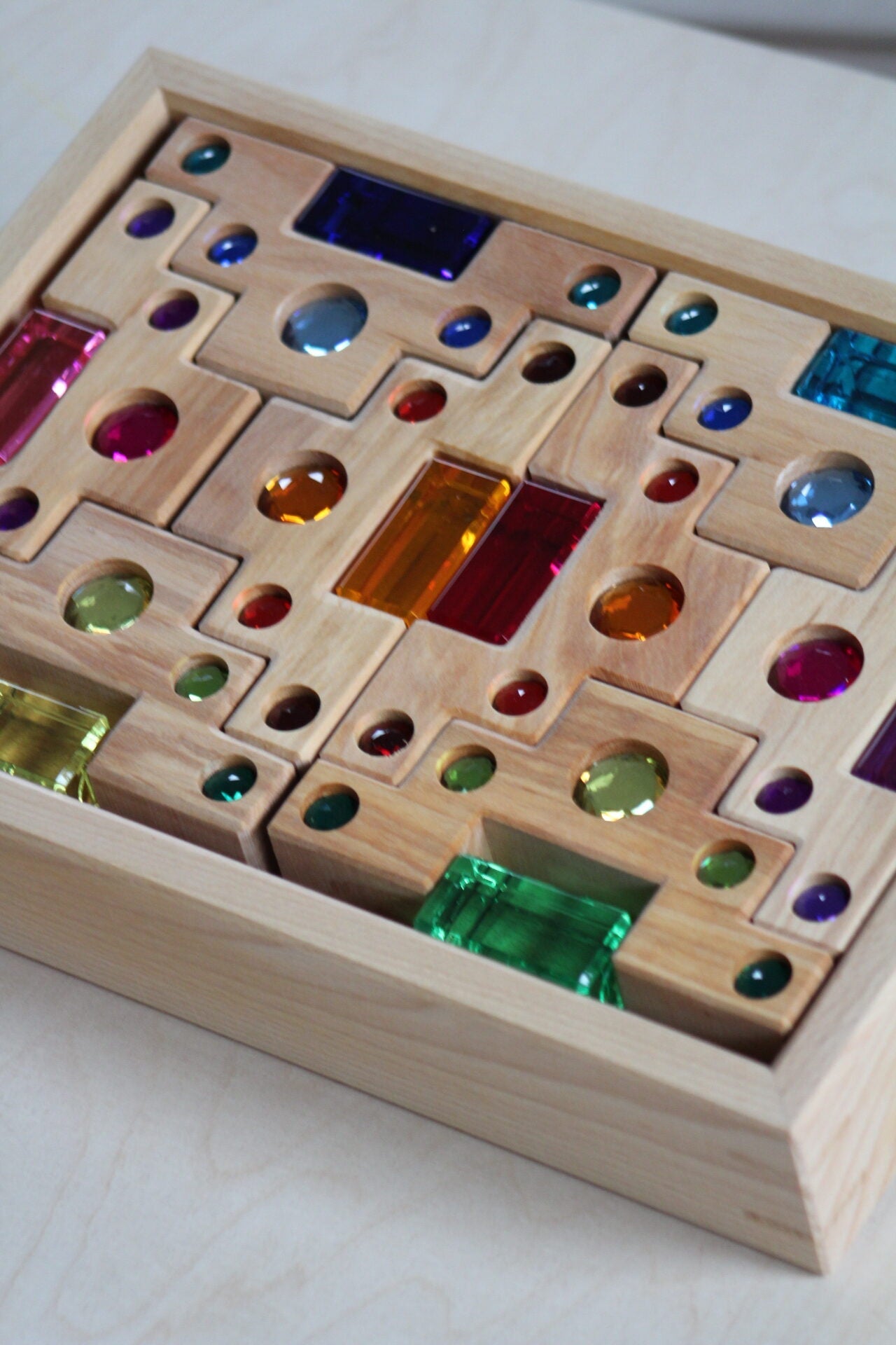 Bauspiel Staircase with Colourful Luminous Blocks – 32-Piece Set - vendor-unknown - Honeybee Toys