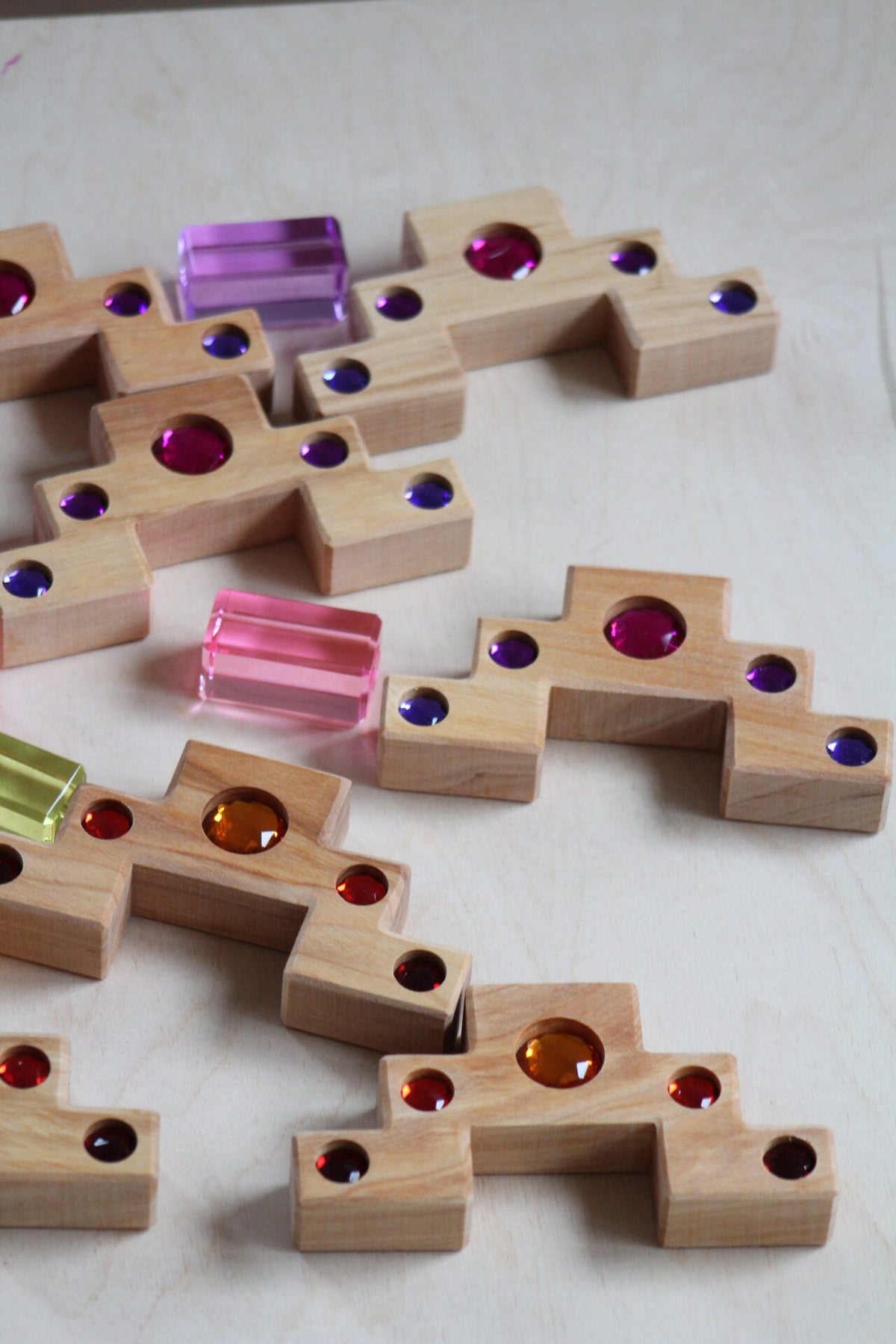 Bauspiel Staircase with Colourful Luminous Blocks – 32-Piece Set - vendor-unknown - Honeybee Toys