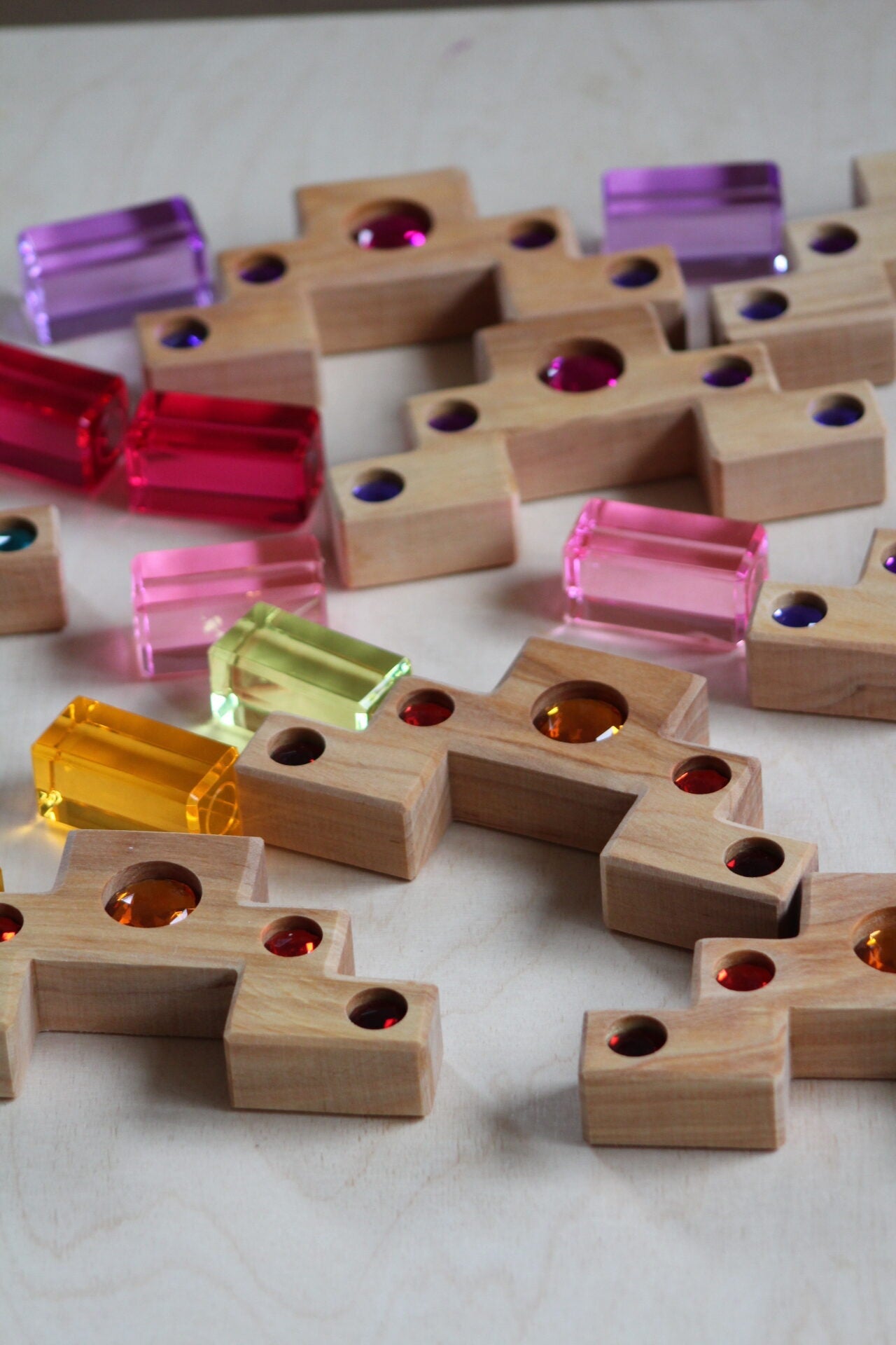 Bauspiel Staircase with Colourful Luminous Blocks – 32-Piece Set - vendor-unknown - Honeybee Toys