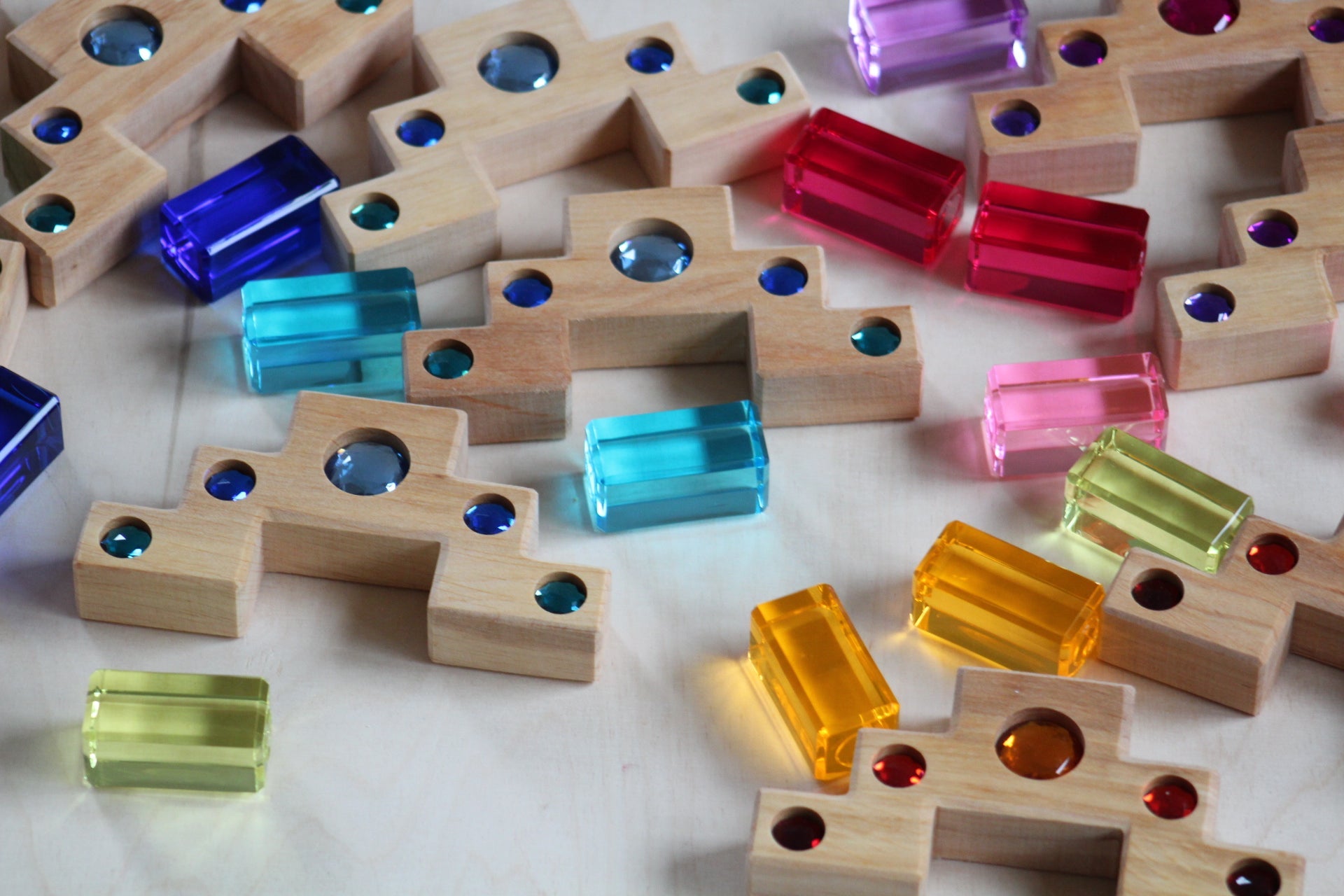 Bauspiel Staircase with Colourful Luminous Blocks – 32-Piece Set - vendor-unknown - Honeybee Toys