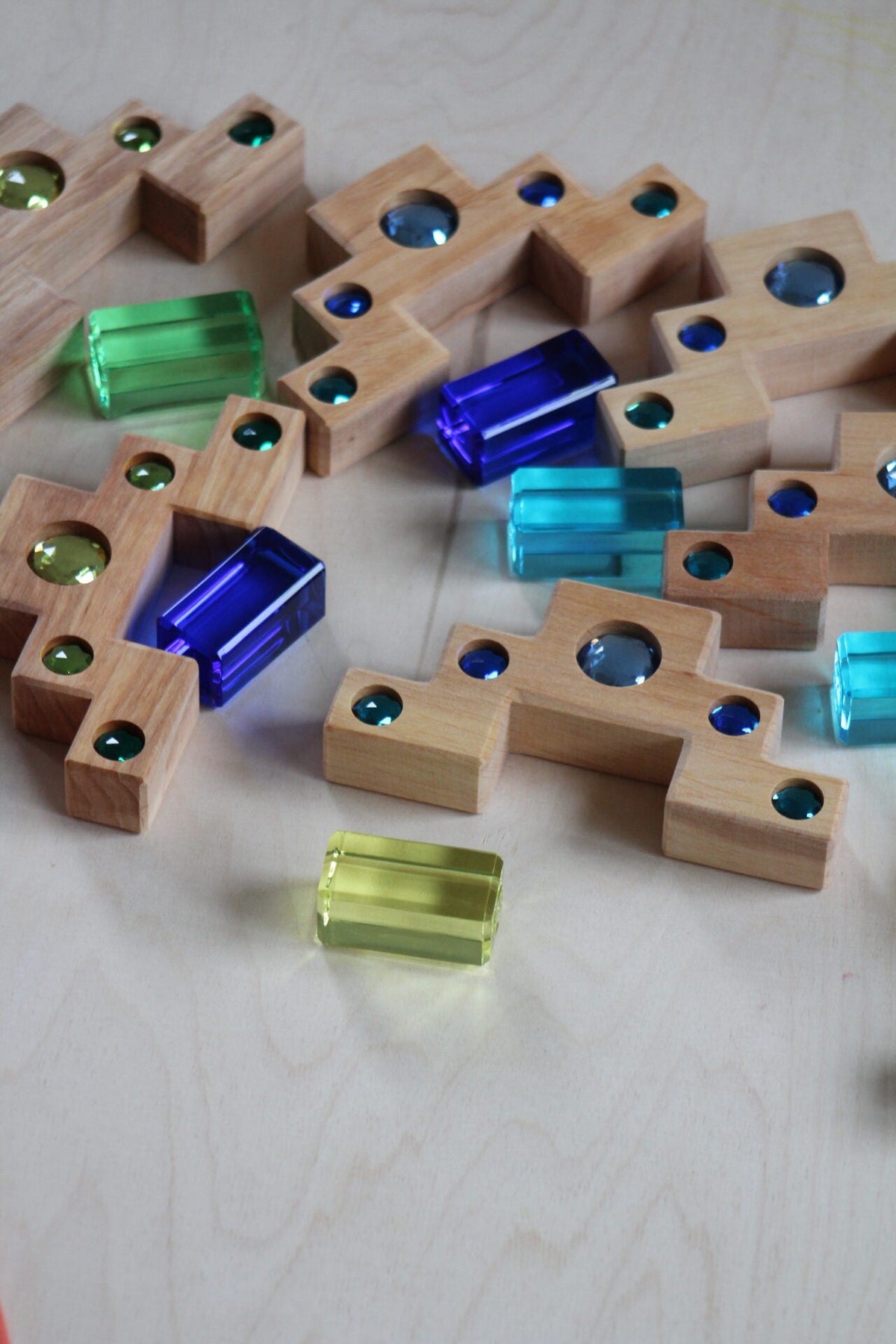 Bauspiel Staircase with Colourful Luminous Blocks – 32-Piece Set - vendor-unknown - Honeybee Toys