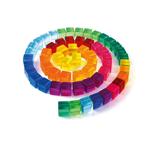 Bauspiel Translucent Colour Blocks in Wooden Tray - vendor-unknown - Honeybee Toys