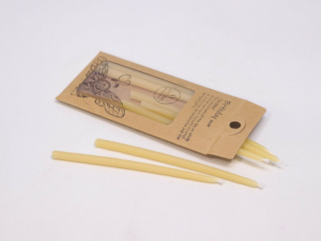 Birthday Candles Super Thin Beeswax Natural 8pk - vendor-unknown - Honeybee Toys