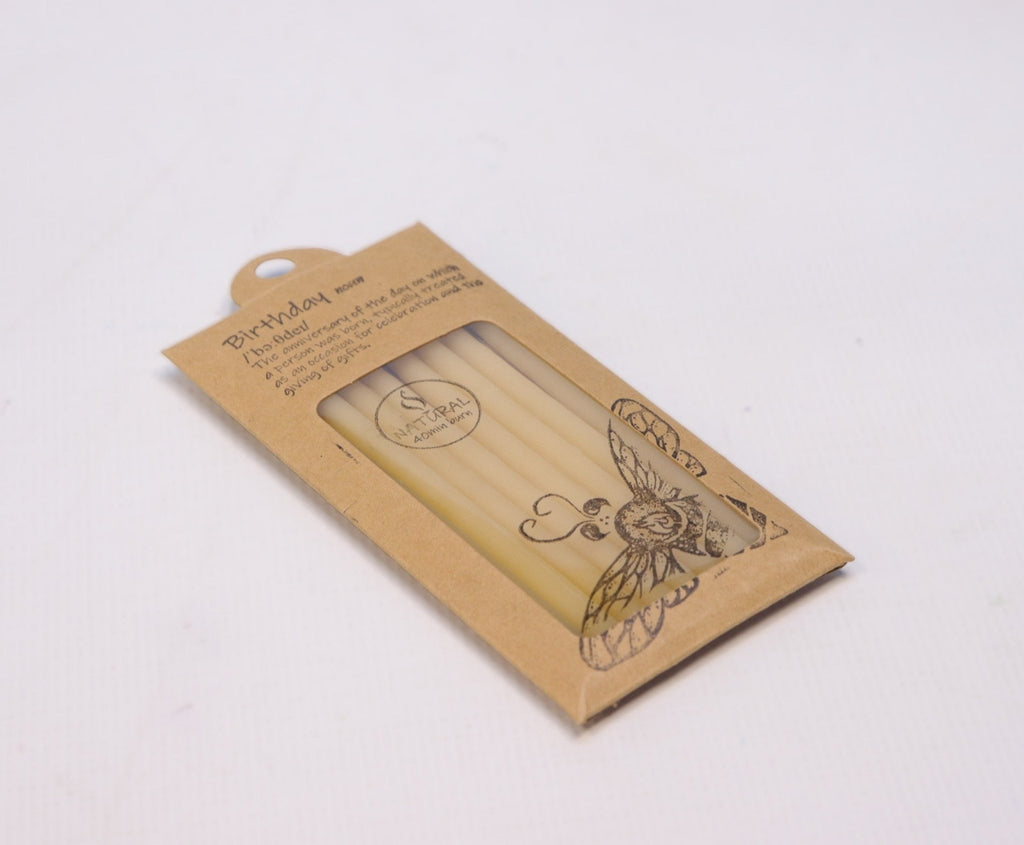 Birthday Candles Super Thin Beeswax Natural 8pk - vendor-unknown - Honeybee Toys