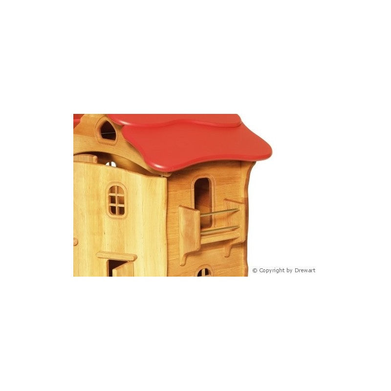 Drewart Doll House with Doors, Red Roof
