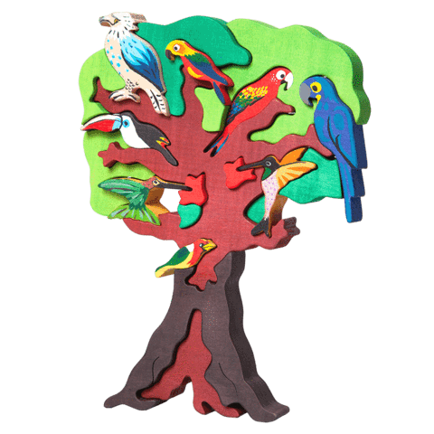 Fauna Puzzle Bird Tree, South America - vendor-unknown - Honeybee Toys