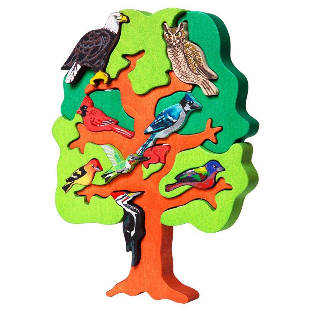 Fauna Puzzle Birdtree, North America - vendor-unknown - Honeybee Toys