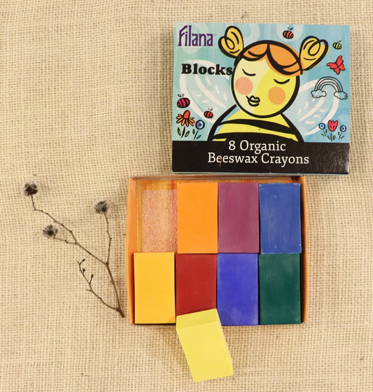 Filana Organic Beeswax Crayons, Rainbow Blocks 8 - vendor-unknown - Honeybee Toys
