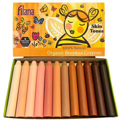 Filana Organic Beeswax Crayons, Skin Tones Stick 12 - vendor-unknown - Honeybee Toys