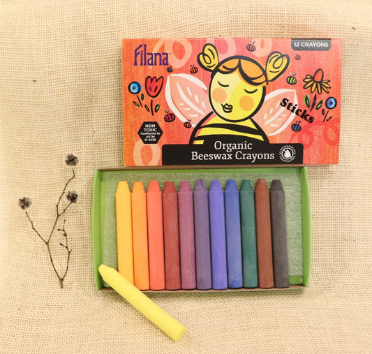 Filana Organic Beeswax Crayons, Sticks 12 with Brown & Black - vendor-unknown - Honeybee Toys