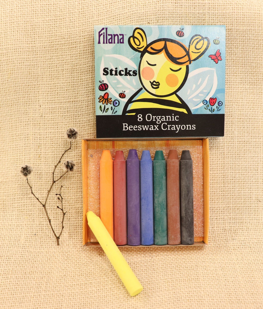 Filana Organic Beeswax Crayons, Sticks 8 with Brown & Black - vendor-unknown - Honeybee Toys