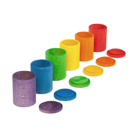 Grapat Cups with Lid Coloured, 6 pieces - vendor-unknown - Honeybee Toys