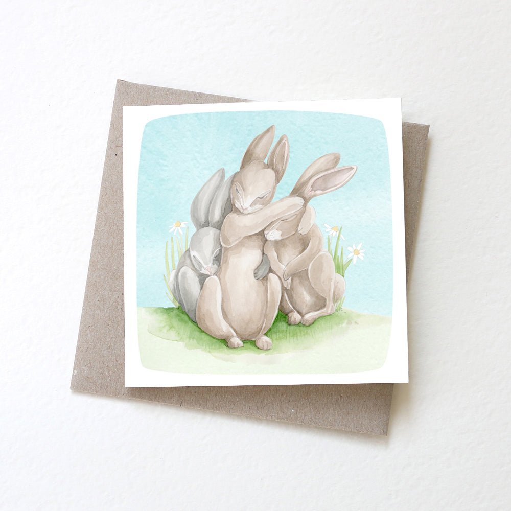 Greeting Card Bunny Hugs - vendor-unknown - Honeybee Toys