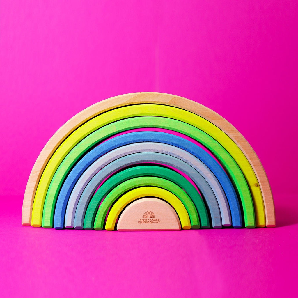 Grimm's 10 piece Rainbow Neon Green Overstocked 45% off (Was $144 now $79.20) - vendor-unknown - Honeybee Toys