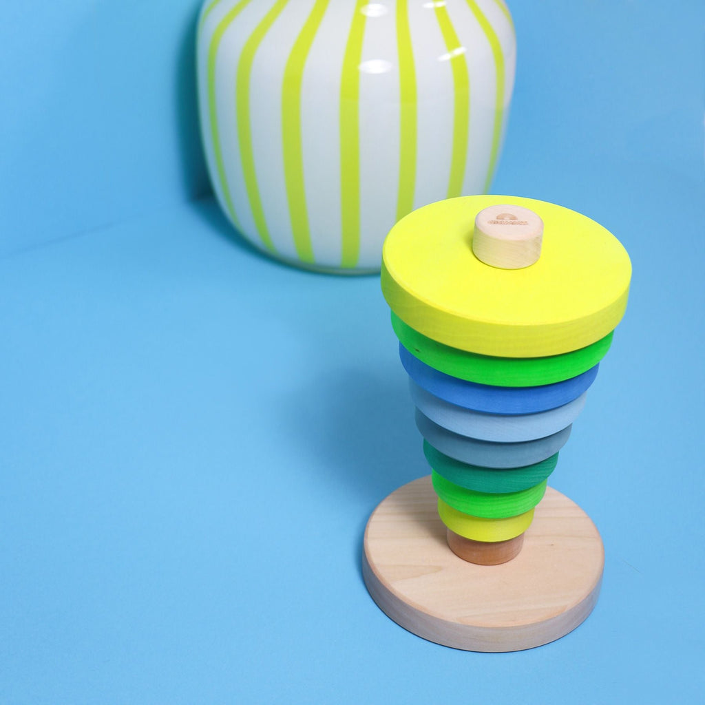 Grimm's Conical Tower Neon Green (Was $82.00 Now $55.00 32.5% saving) - vendor-unknown - Honeybee Toys
