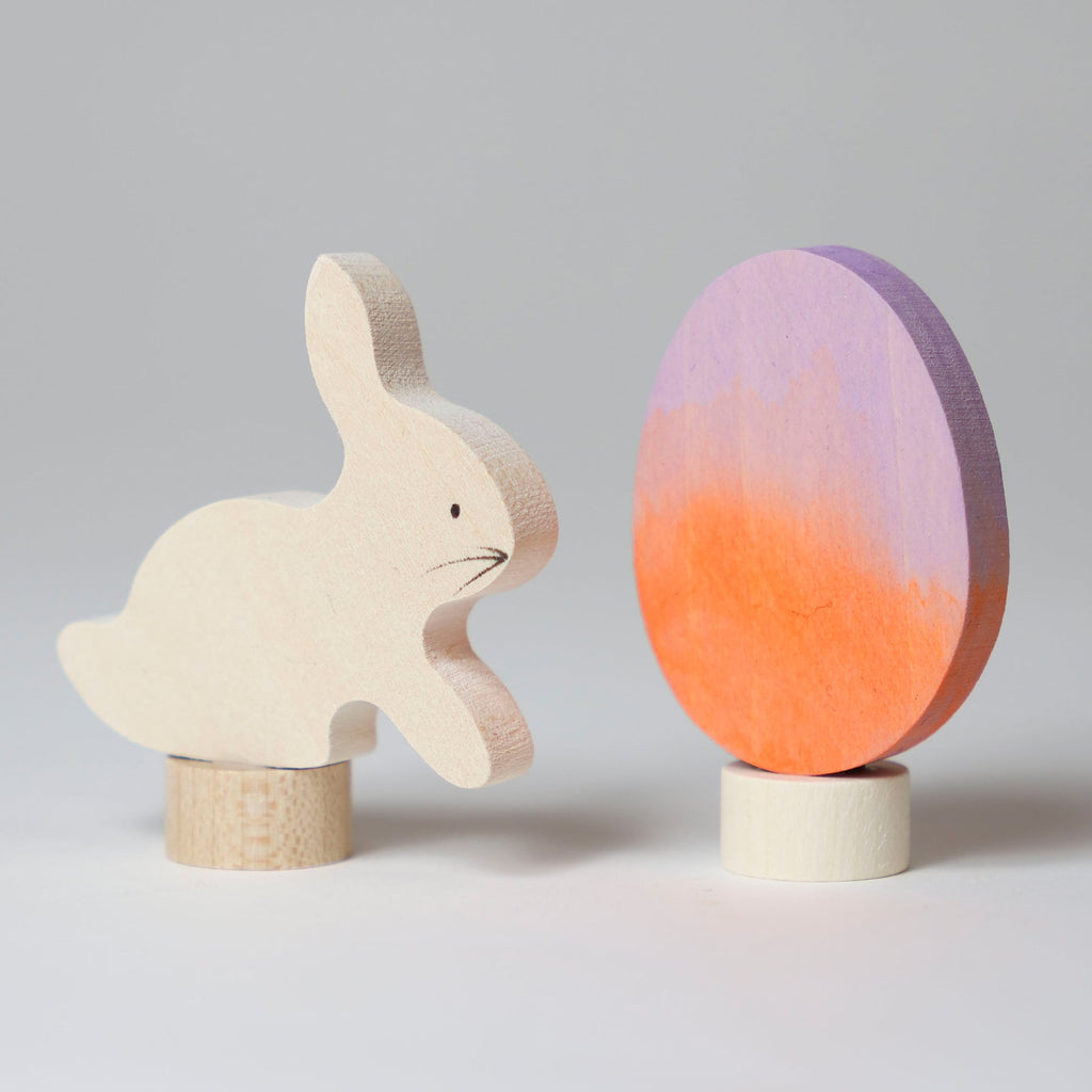 Grimms Easter Decoration Rabbit and Egg (Orange) Set - vendor-unknown - Honeybee Toys