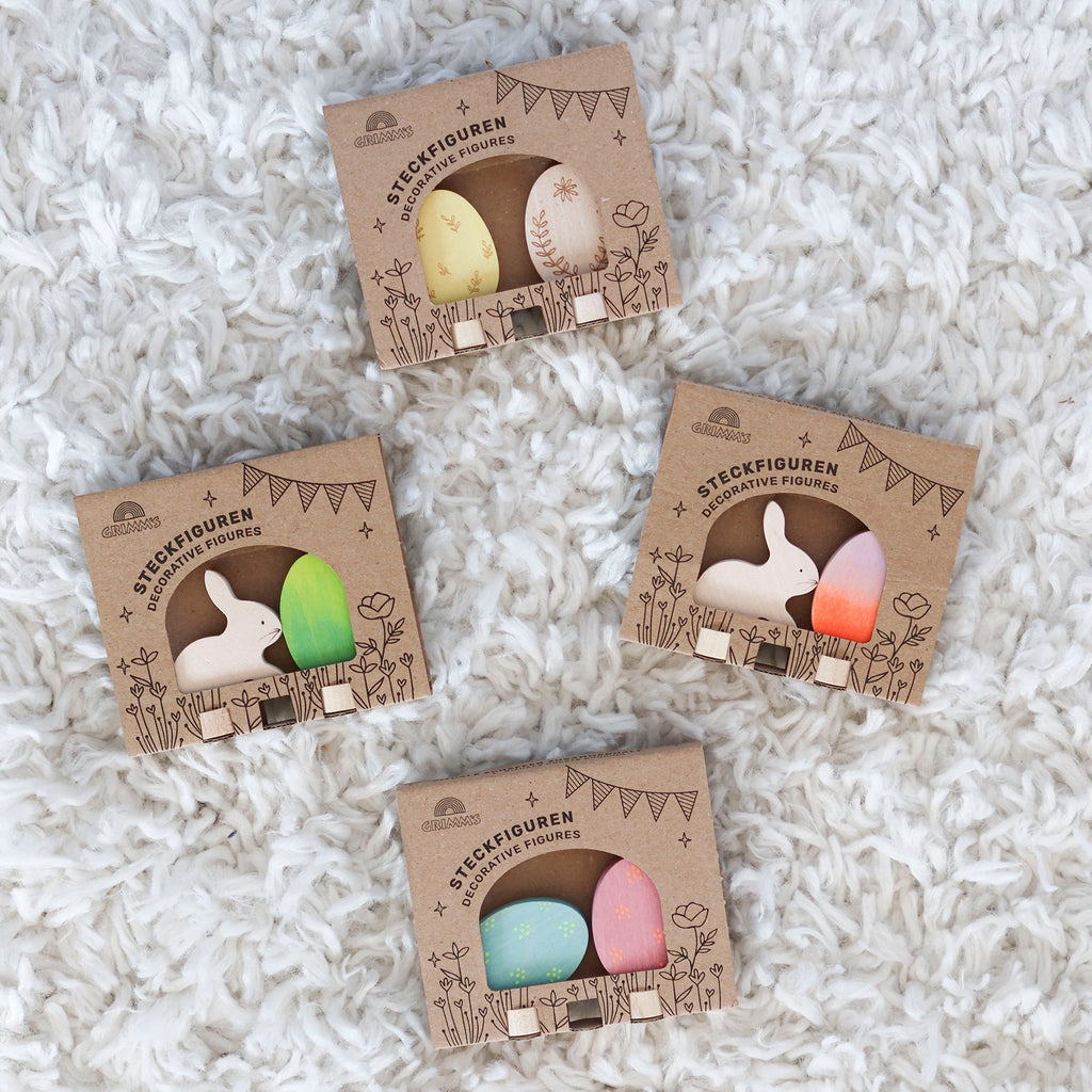 Grimms Easter Decoration Rabbit and Egg (Orange) Set - vendor-unknown - Honeybee Toys