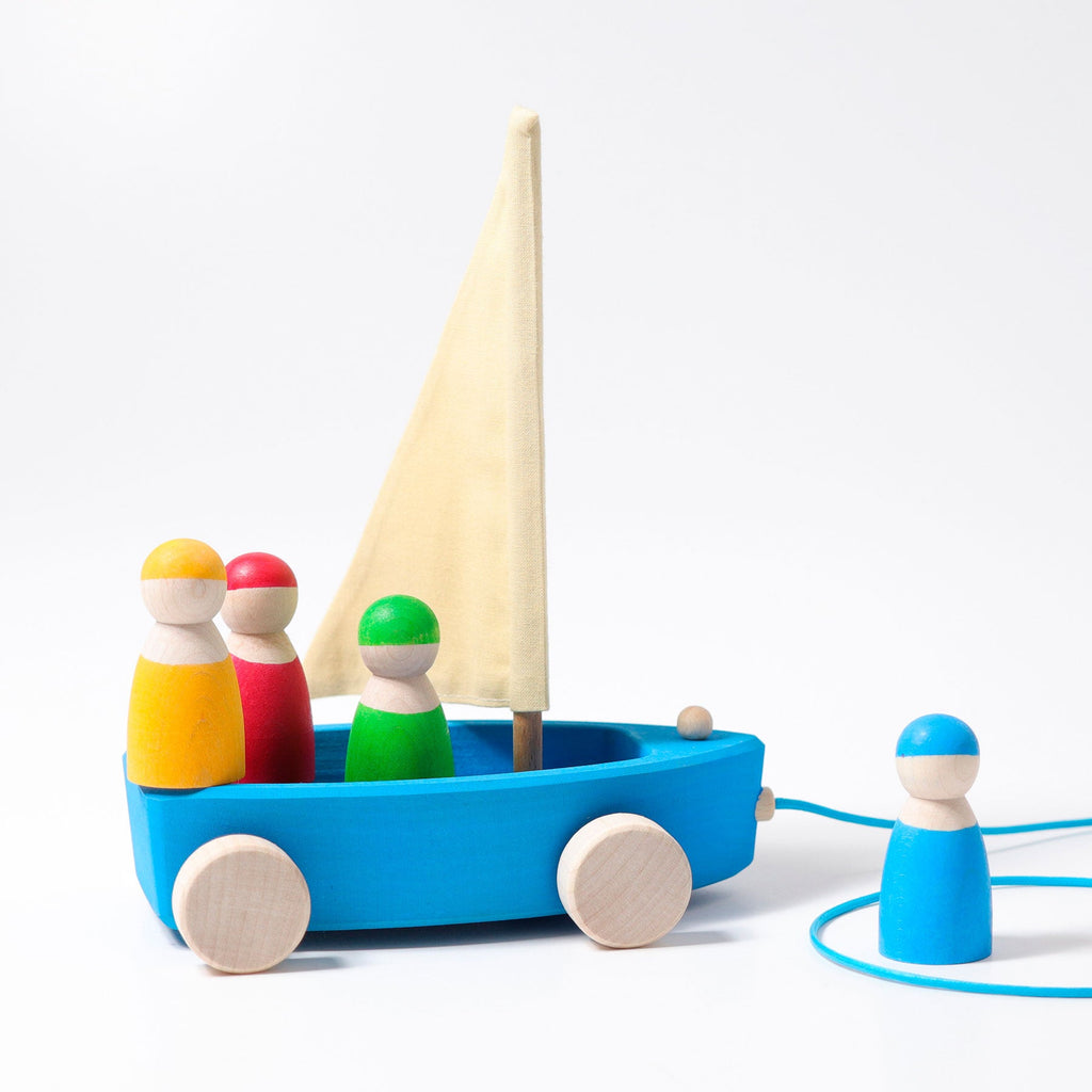 Grimm's Land Yacht Large with 4 Sailors - vendor-unknown - Honeybee Toys