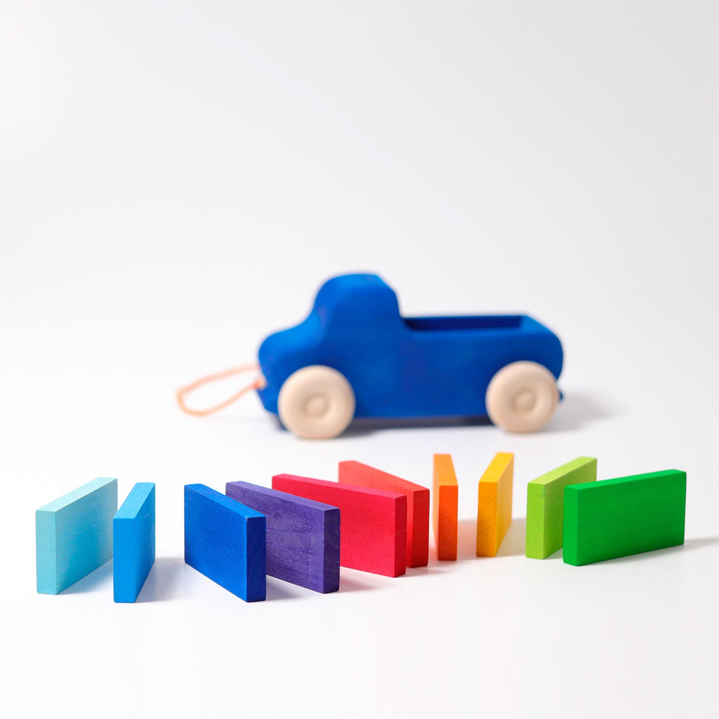 Grimm's Pullalong Truck Blue - vendor-unknown - Honeybee Toys
