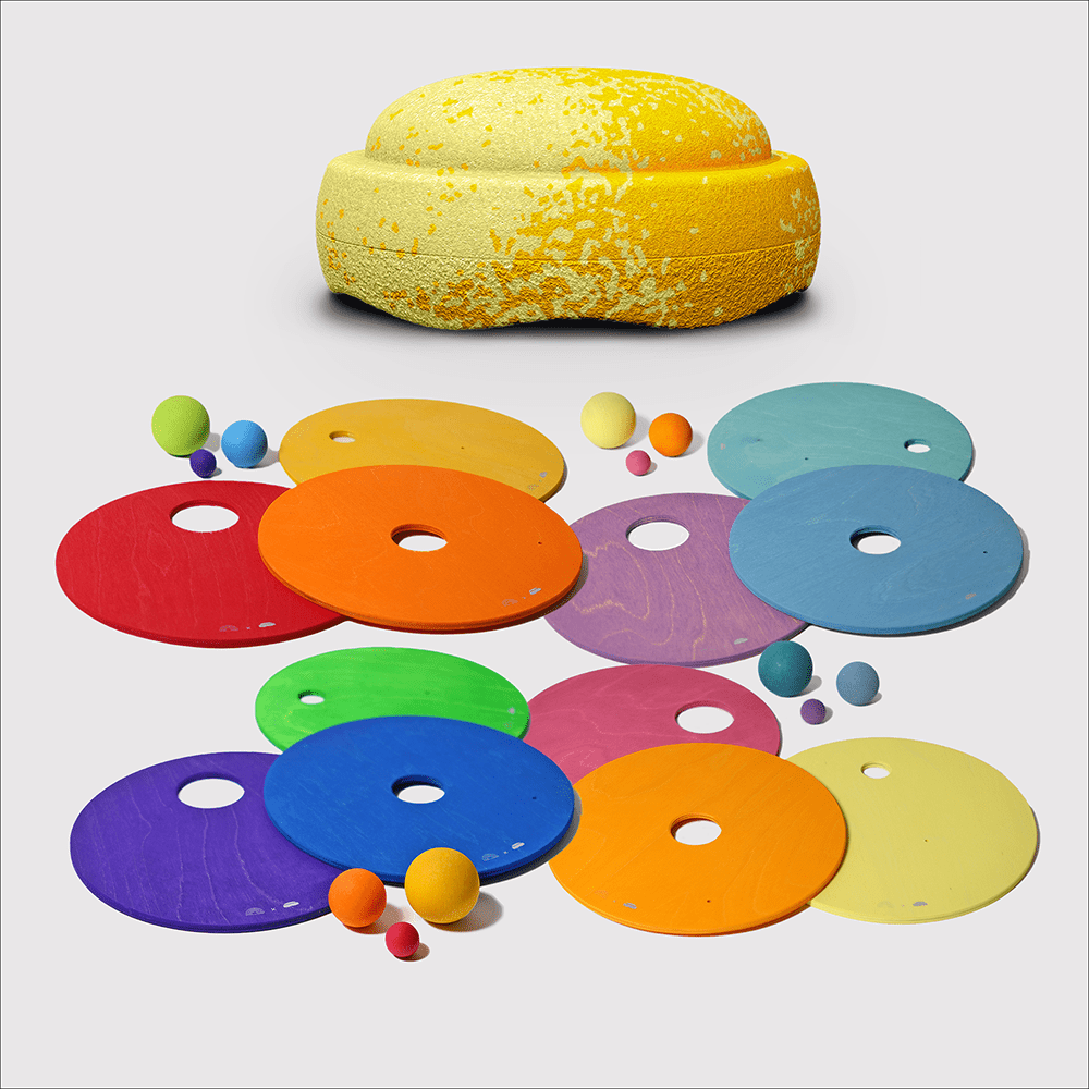 Grimm's Rolling Discs 4 set with *FREE* Stapelstein Wattle Stone - vendor-unknown - Honeybee Toys