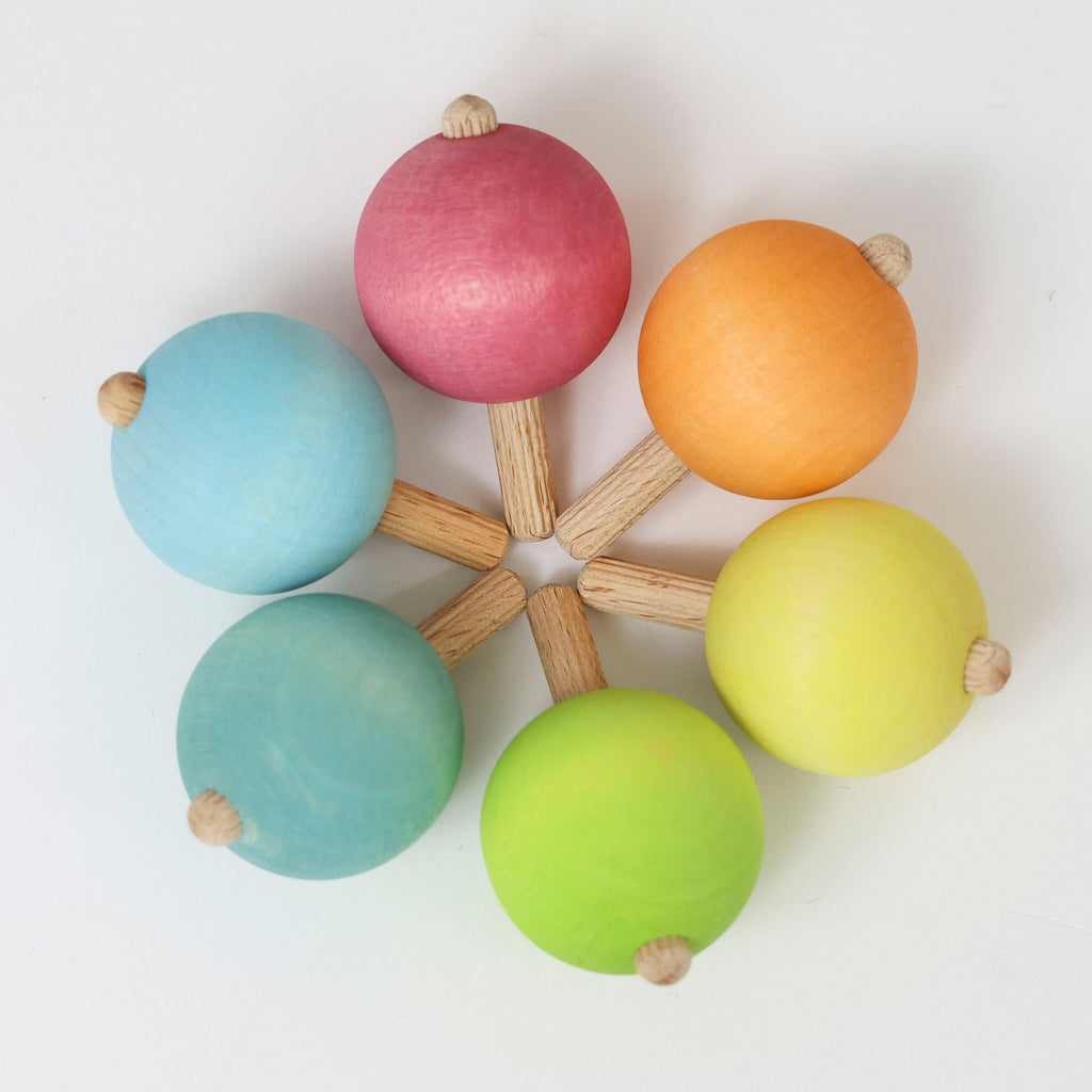 Grimms Set 6 Pastel Spinning Tops - vendor-unknown - Honeybee Toys
