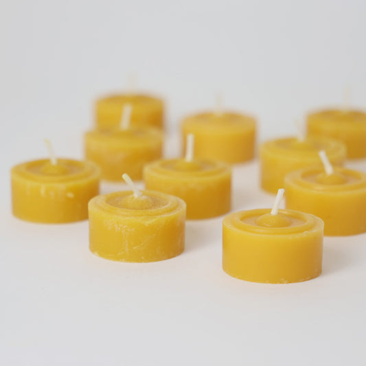 Grimm's Tea Light Candles 100% Beeswax set of 10 - vendor-unknown - Honeybee Toys