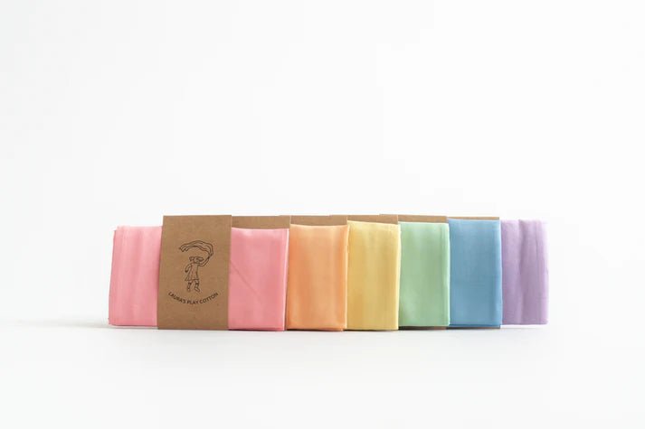 Laura's Play Cotton Set of 6 Pastel Rainbow 50 x 50 cm - vendor-unknown - Honeybee Toys