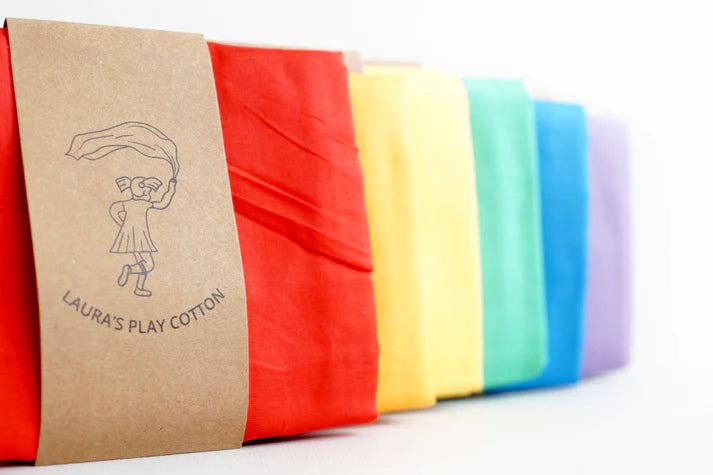 Laura's Play Cotton Set of 6 Rainbow 90 x 90 cm - vendor-unknown - Honeybee Toys