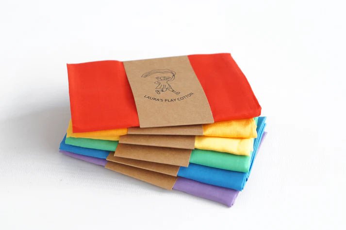 Laura's Play Cotton Set of 6 Rainbow 90 x 90 cm - vendor-unknown - Honeybee Toys