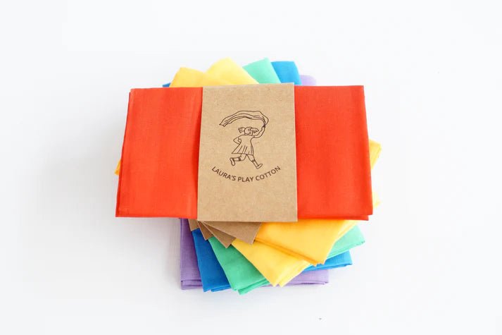 Laura's Play Cotton Set of 6 Rainbow 90 x 90 cm - vendor-unknown - Honeybee Toys