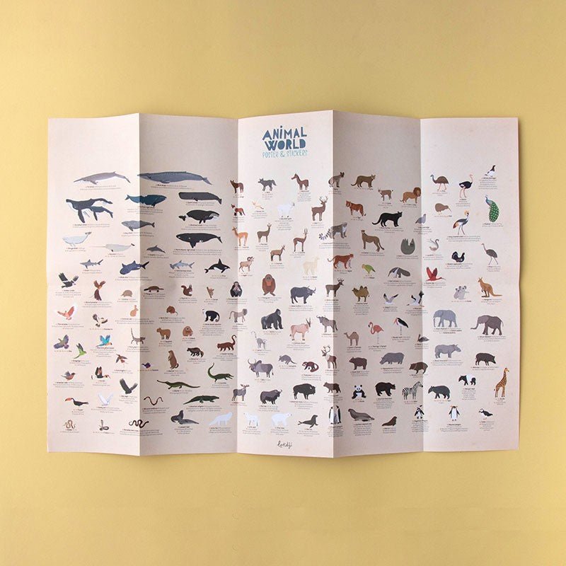 Londji Animal World Poster and Stickers Set - vendor-unknown - Honeybee Toys