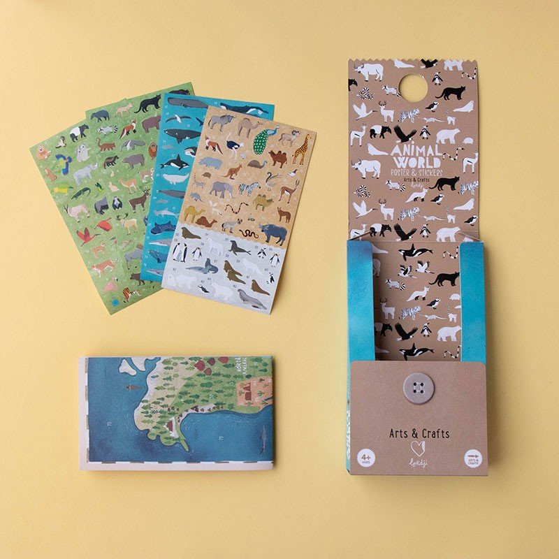 Londji Animal World Poster and Stickers Set - vendor-unknown - Honeybee Toys