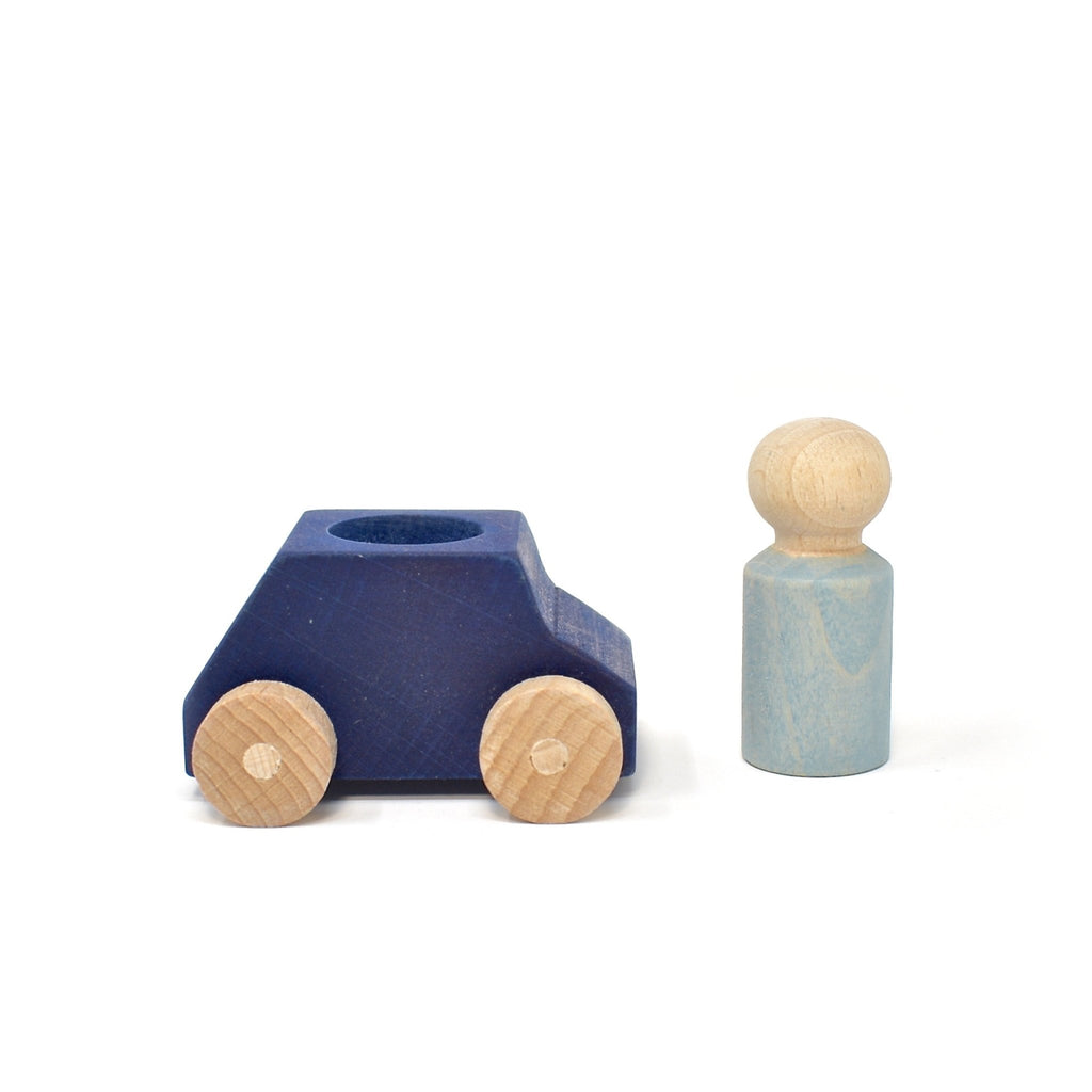 Lubulona Car Blue with grey figure - vendor-unknown - Honeybee Toys