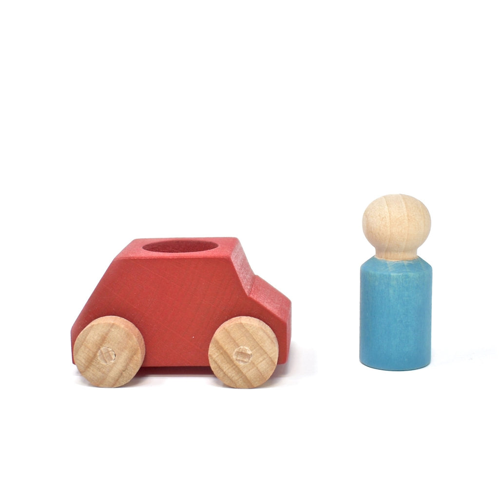 Lubulona Car Red with turquoise figure - vendor-unknown - Honeybee Toys