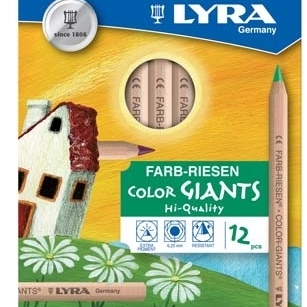 Lyra Pencils Colour Giants 12 with Black & White - vendor-unknown - Honeybee Toys