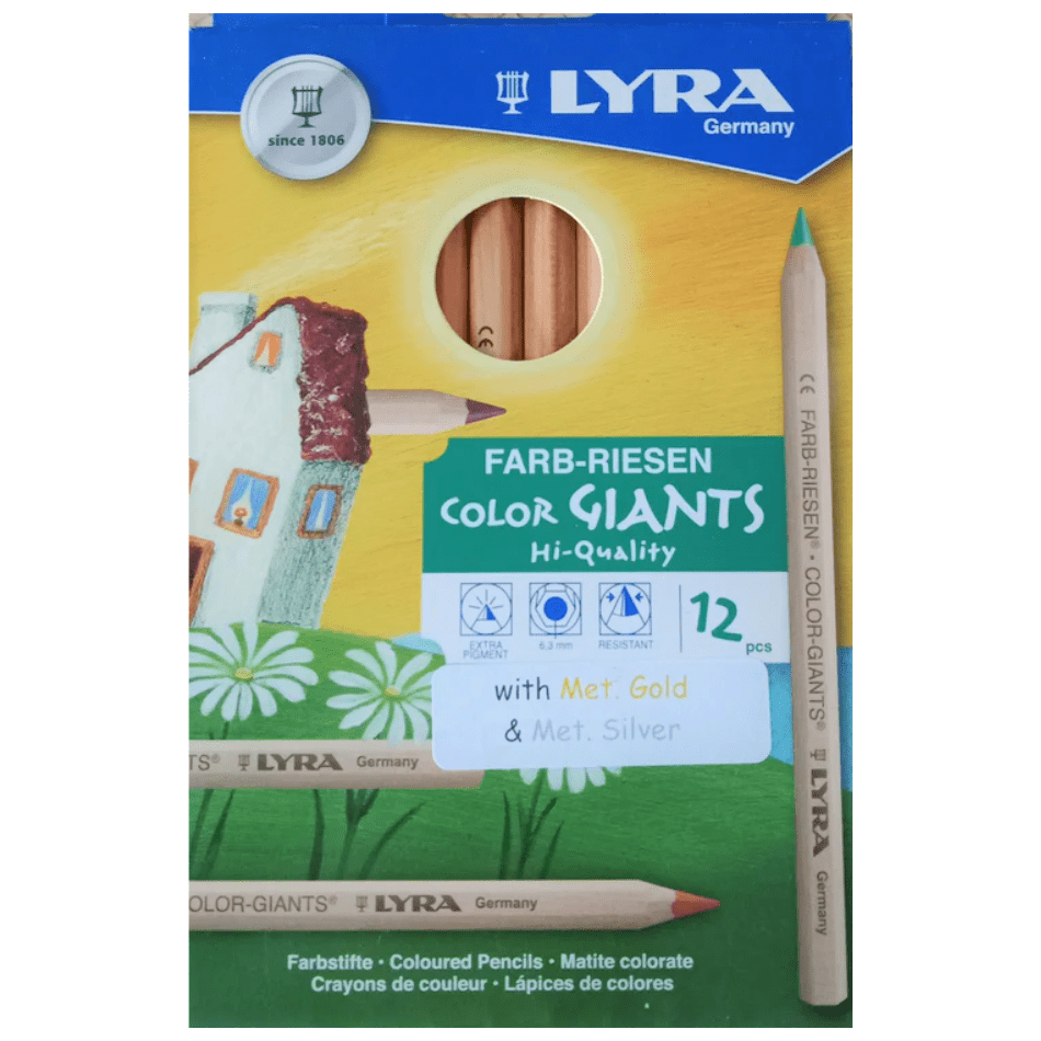 Lyra Pencils Colour Giants 12 with Gold & Silver - vendor-unknown - Honeybee Toys