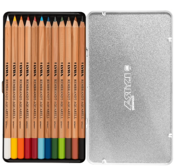 Lyra Pencils Rembrandt Aquarelle 12 Watercolour in Tin - vendor-unknown - Honeybee Toys