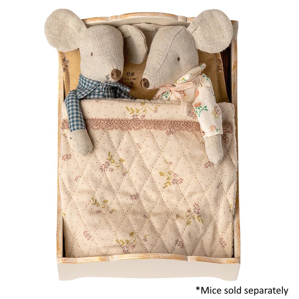 Maileg Bed Wooden Off White - vendor-unknown - Honeybee Toys