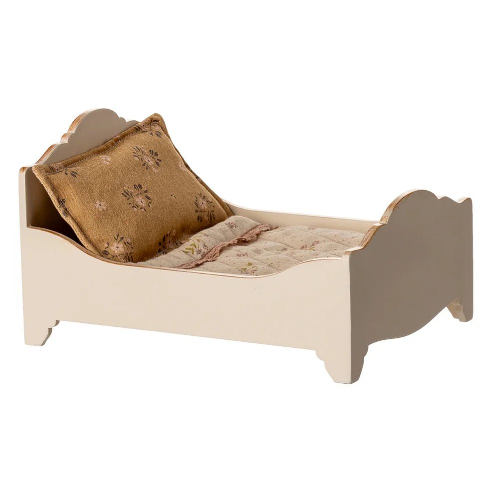 Maileg Bed Wooden Off White - vendor-unknown - Honeybee Toys