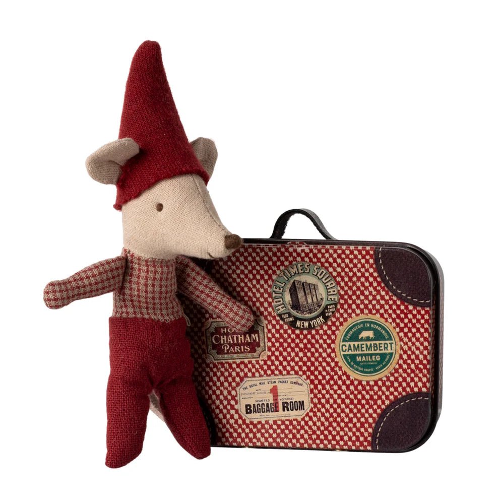 Maileg Christmas Mouse Baby in Suitcase - vendor-unknown - Honeybee Toys