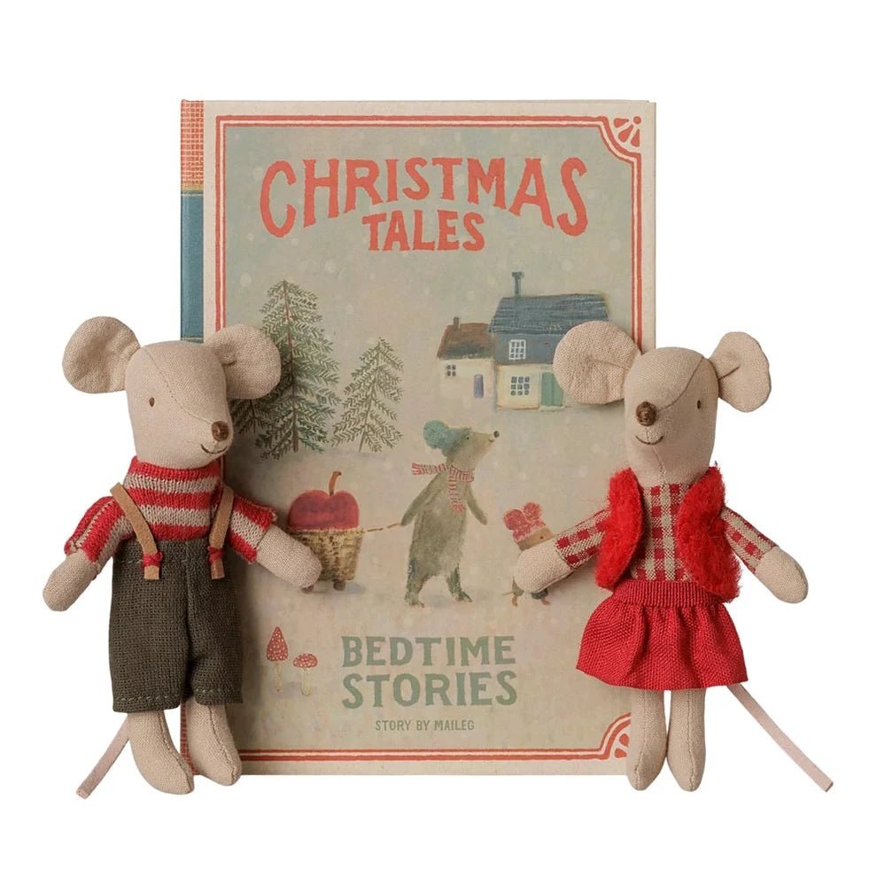 Maileg Christmas Twin Mice in Book - vendor-unknown - Honeybee Toys