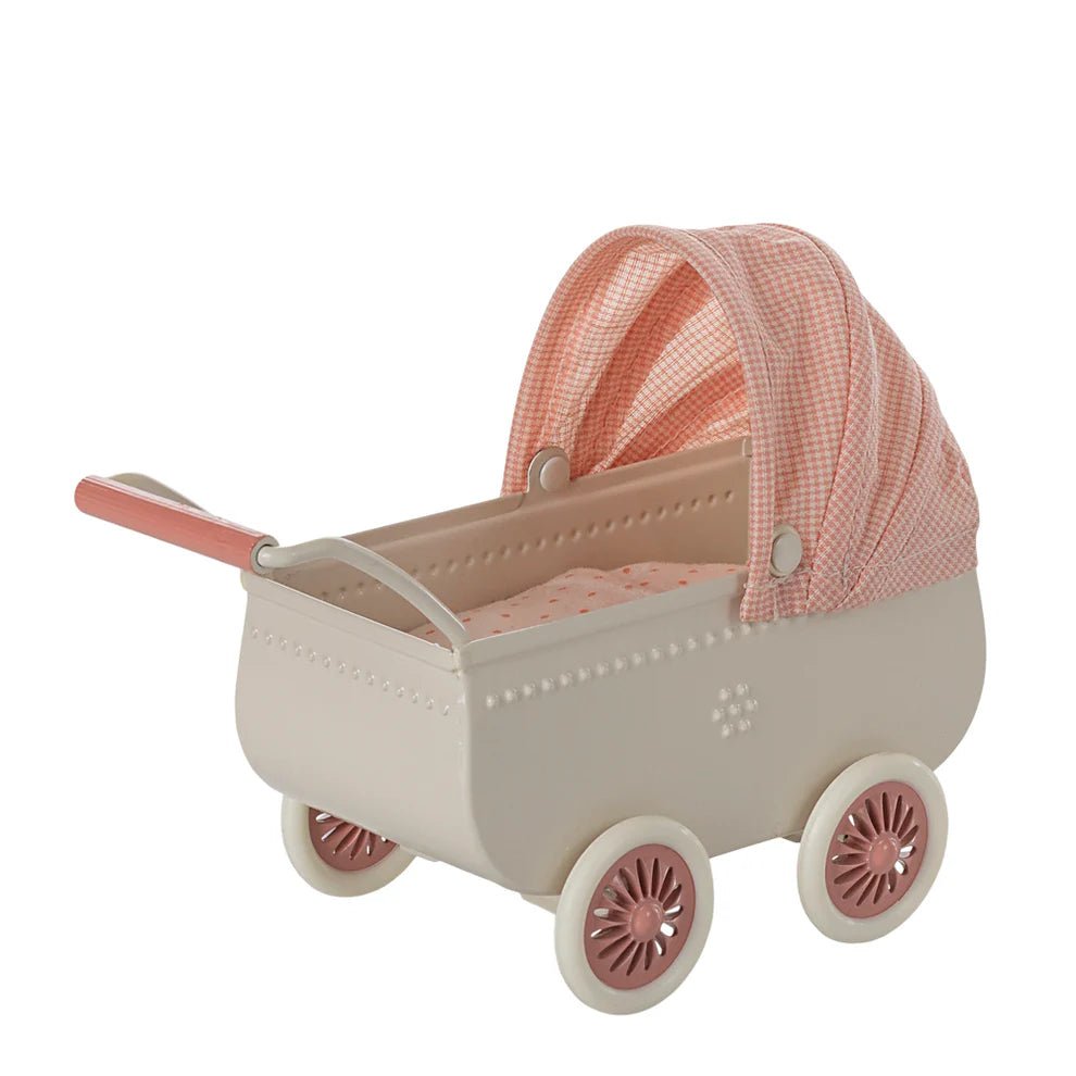 Maileg Pram Mouse Coral - vendor-unknown - Honeybee Toys