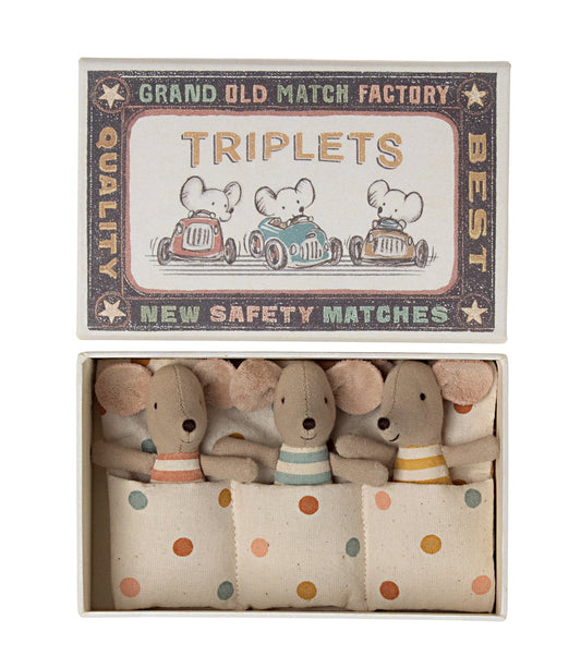 Maileg Triplets in Matchbox 2022 - vendor-unknown - Honeybee Toys