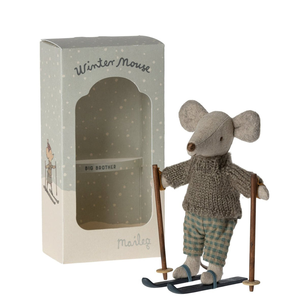Maileg Winter Big Brother with Skis - vendor-unknown - Honeybee Toys