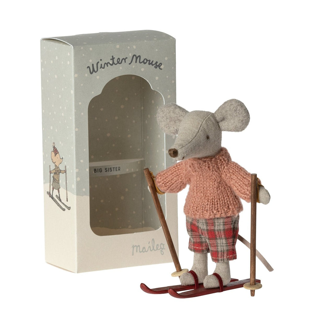 Maileg Winter Big Sister with Skis - vendor-unknown - Honeybee Toys