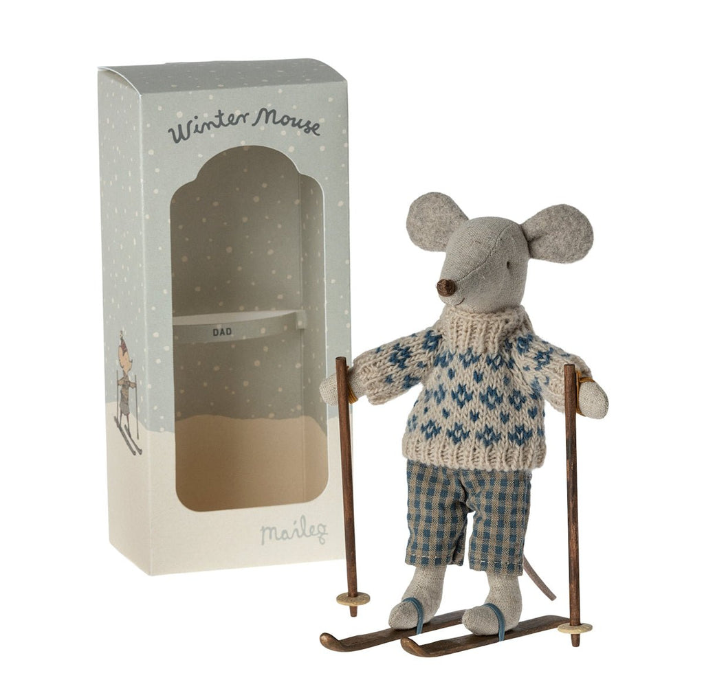 Maileg Winter Dad with Skis - vendor-unknown - Honeybee Toys