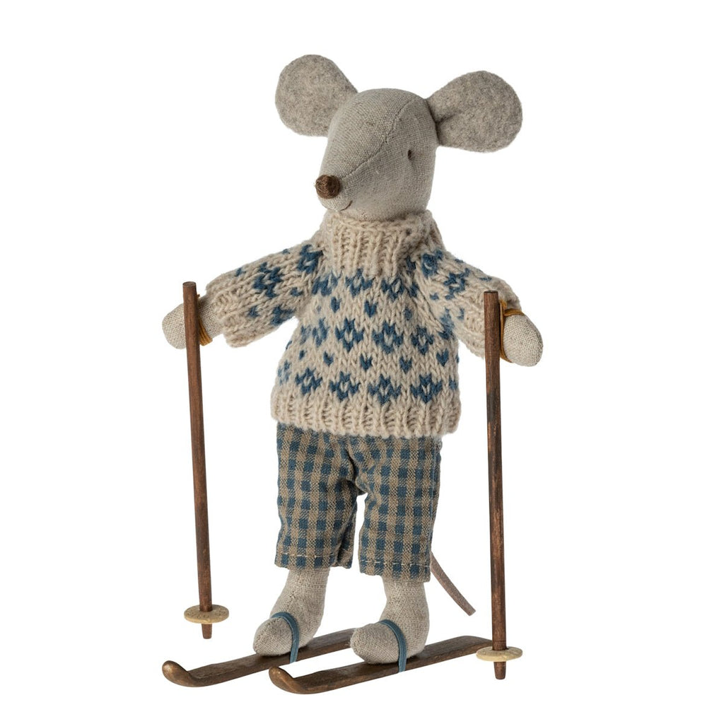 Maileg Winter Dad with Skis - vendor-unknown - Honeybee Toys