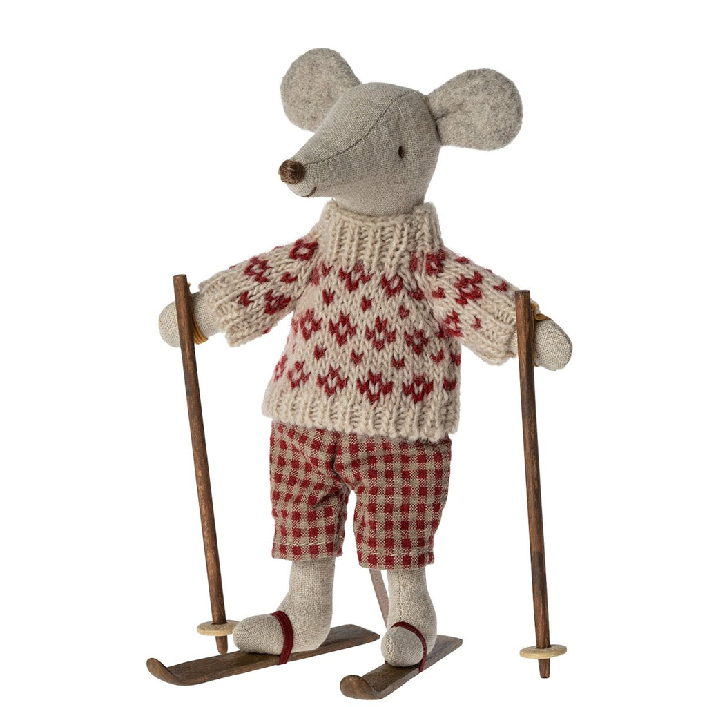 Maileg Winter Mum With Skis - vendor-unknown - Honeybee Toys
