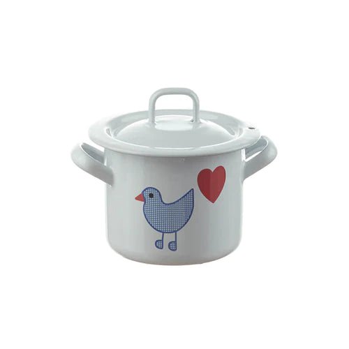 Muender Small Pot, High with Decoration Heart Bird - vendor-unknown - Honeybee Toys