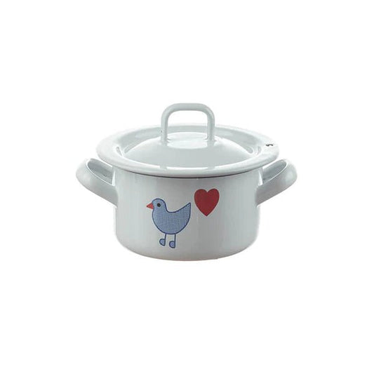 Muender Small Pot, low with Decoration Heart Bird - vendor-unknown - Honeybee Toys